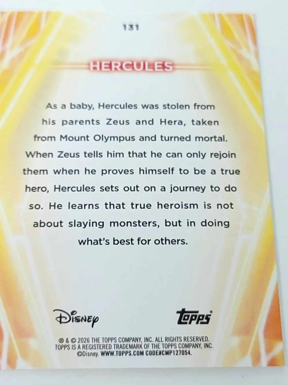 Hercules Topps 2026 Disney Neon Holo Parallel Refractor Limited 120/199 - Picture 4 of 4